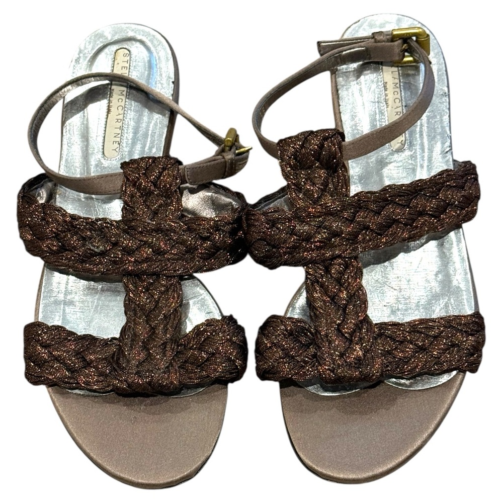 Stella McCartney Brown Woven Strap Sandals
